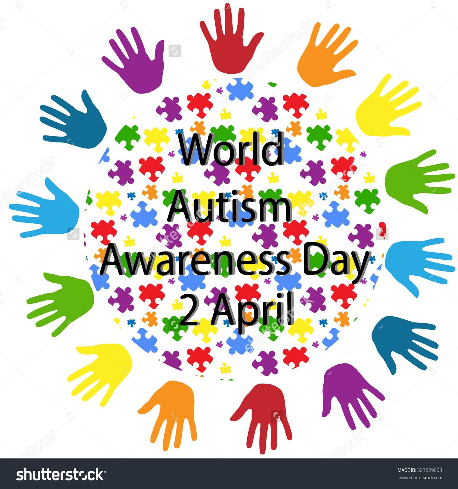World Autism Awareness Day 2 April Colorful Hand Prints Illustration