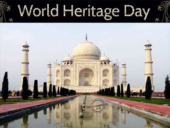 World Heritage Day Taj Mahal In Background Glitter Picture