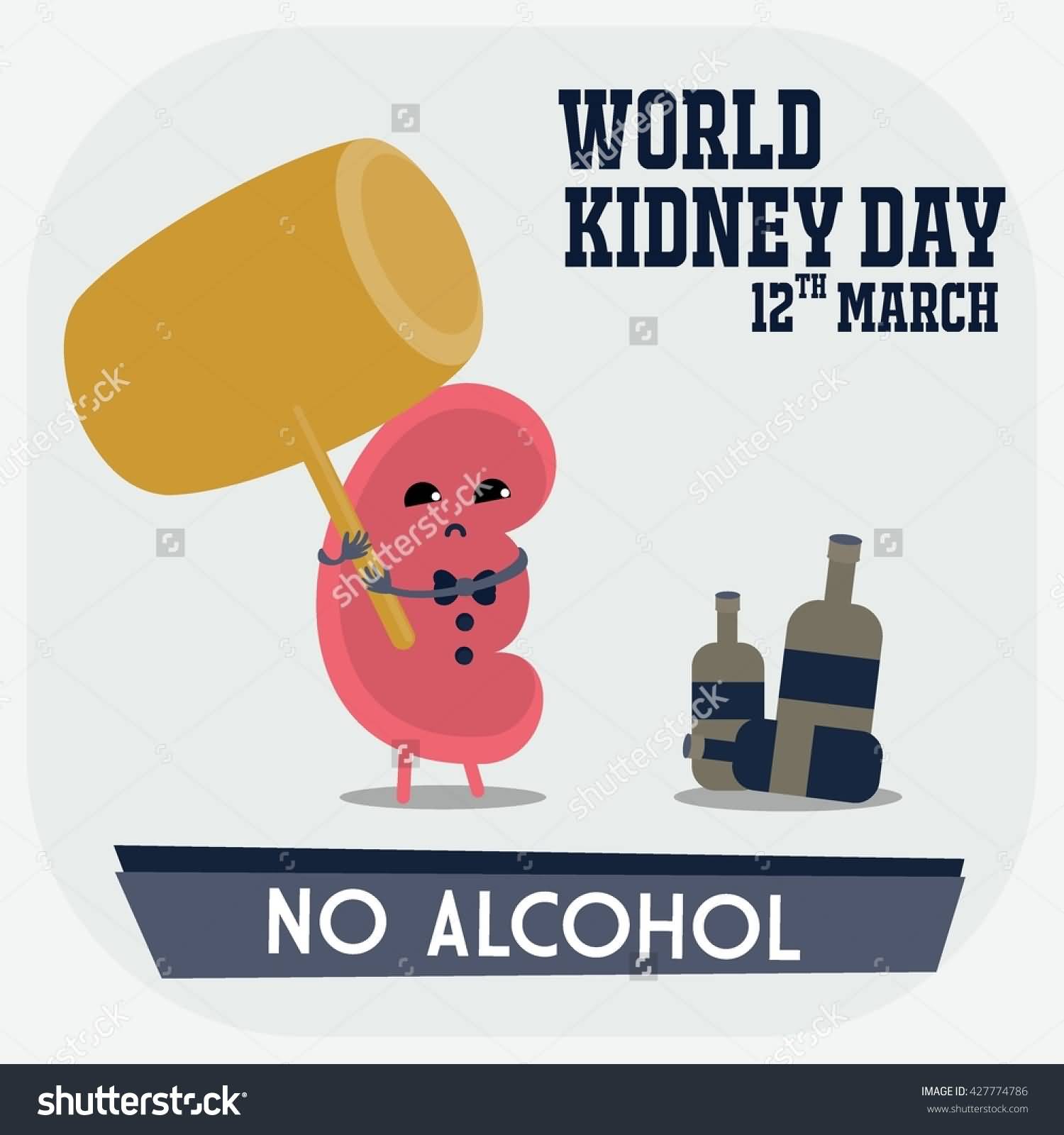 World Kidney Day 12th March No Alcohol Illustration