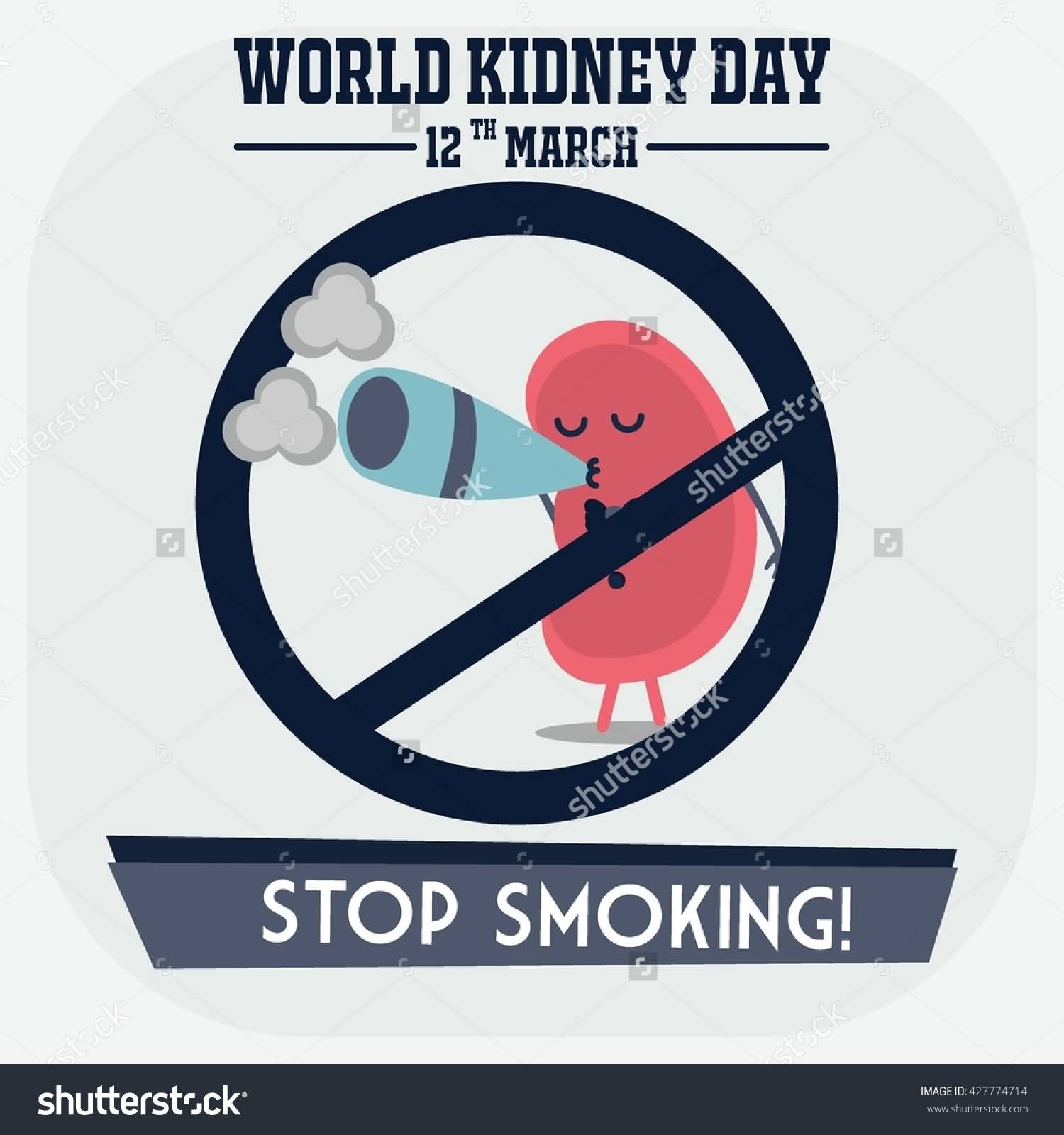 World Kidney Day 12th March Stop Smoking Illustration