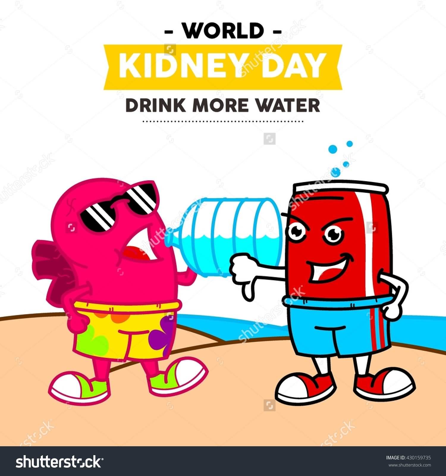 World Kidney Day Drink More Water Illustration