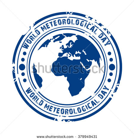 World Meteorological Day Round Stamp Illustration