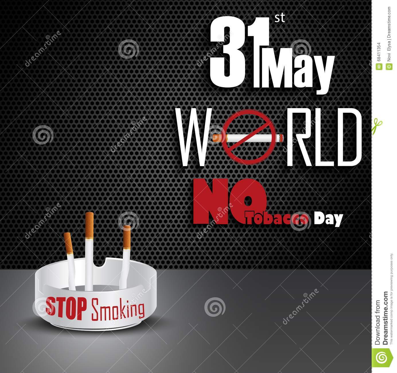 31st May World No Tobacco Day Cigarettes In Ashtray Illustration