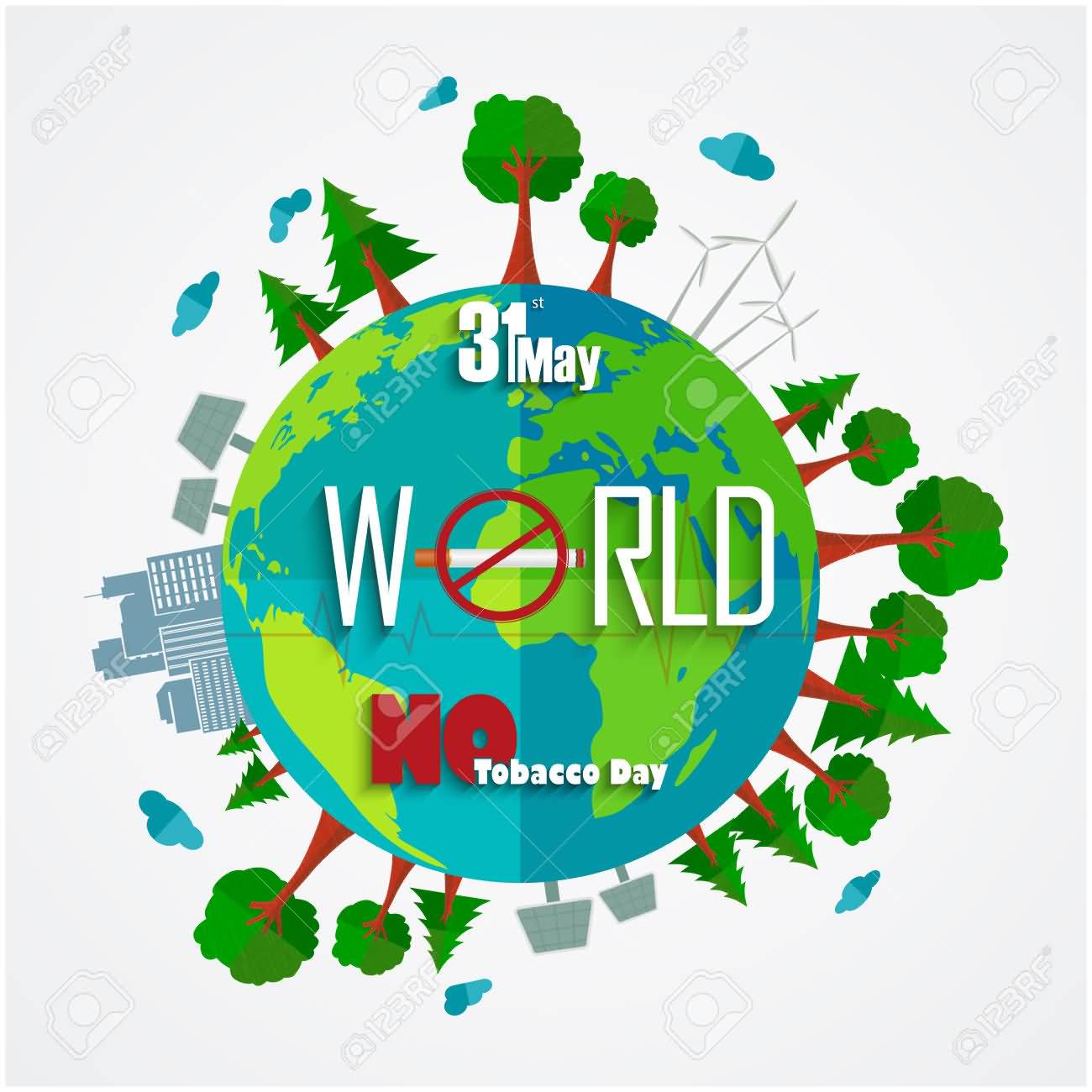 31st May World No Tobacco Day Earth Globe Illustration