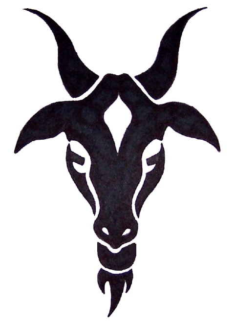 Awesome Black Goat Head Tattoo Design