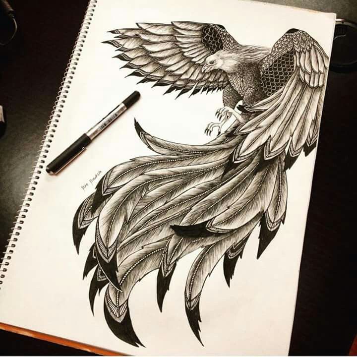Awesome Black Ink Flying Hawk Tattoo Design