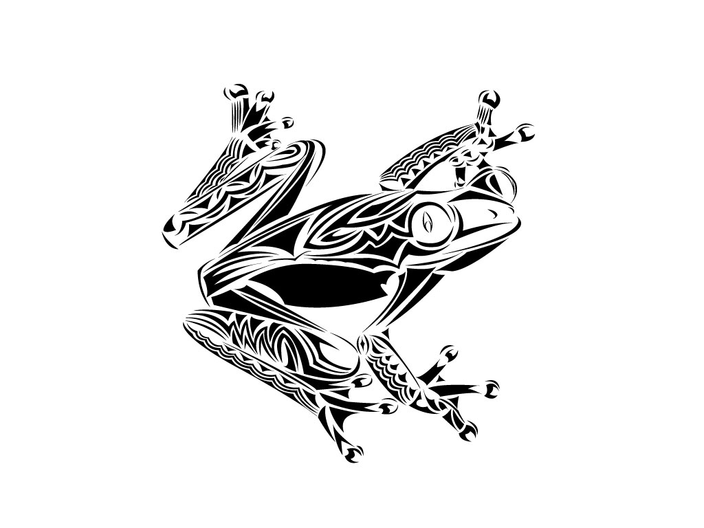 Awesome Black Tribal Frog Tattoo Design
