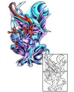 Awesome Colorful Gargoyle Tattoo Design