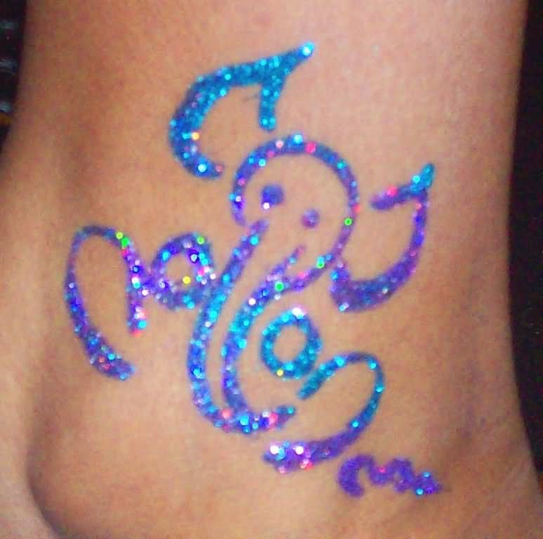 Awesome Glitter Elephant Tattoo Design