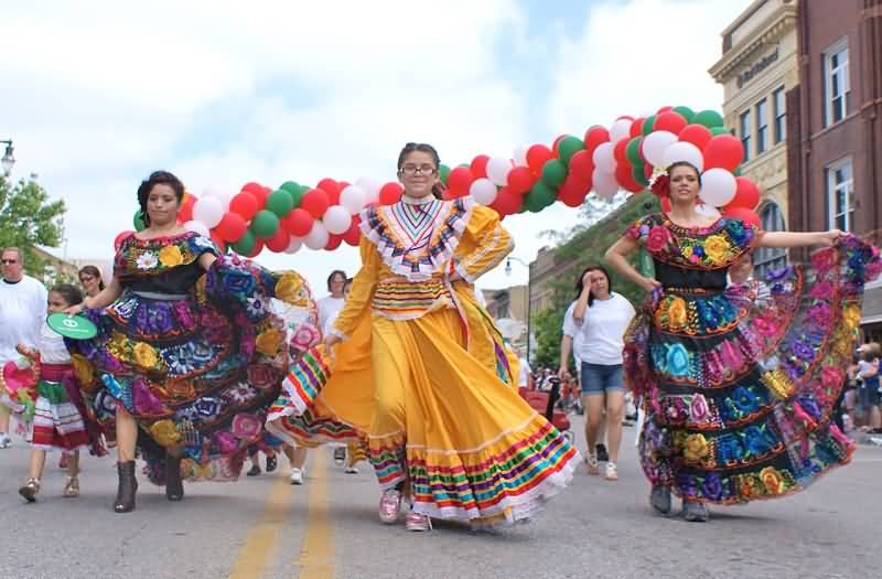 Beautiful Girls Dancing During Cinco De Mayo Parade