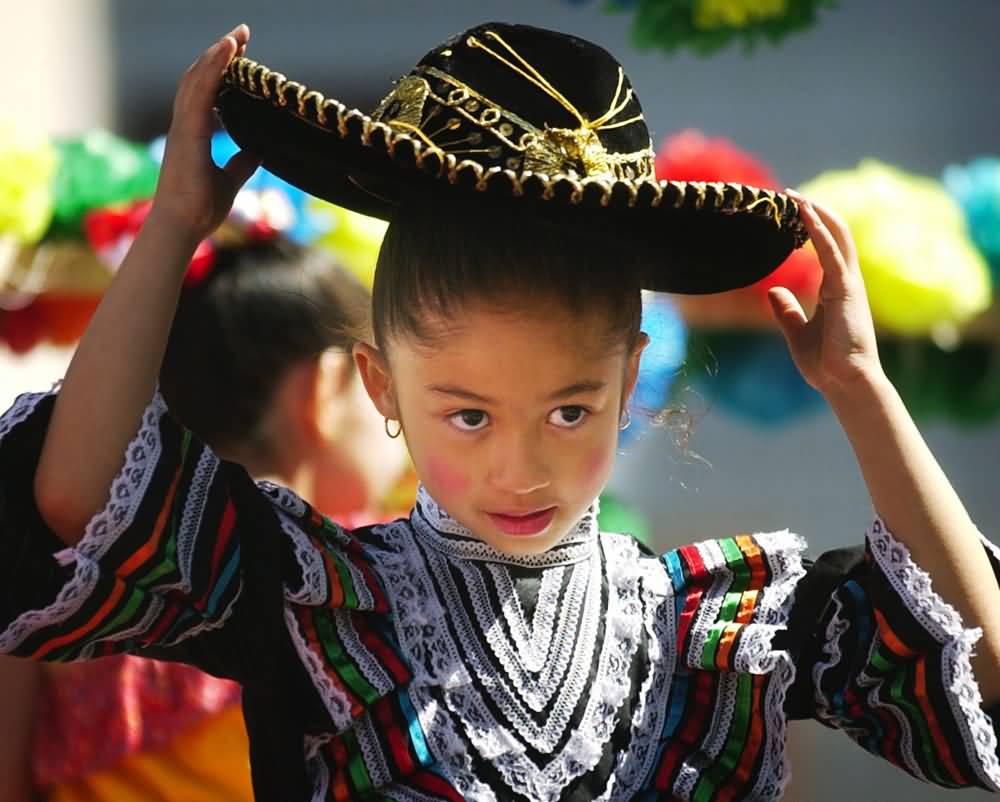 Beautiful Little Mexican Girl During Cinco De Mayo Parade In Denver, Colorado