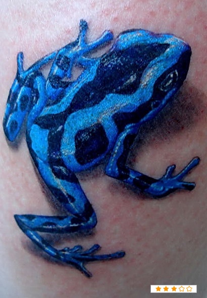 Black And Blue 3D Frog Tattoo Design