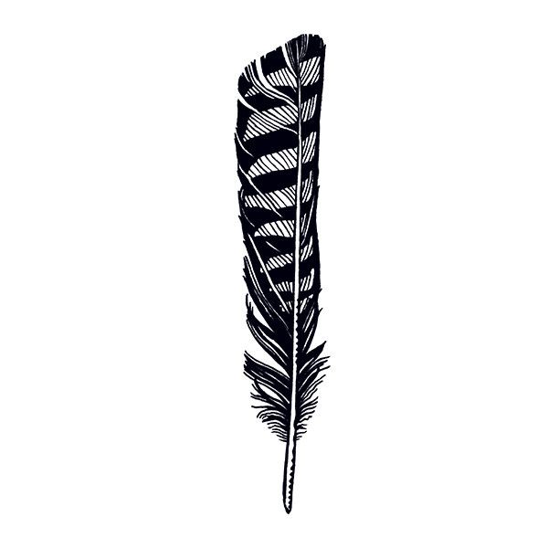 Black Hawk Feather Tattoo Design