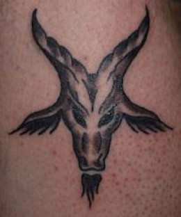 Black Ink Goat Head Tattoo Design