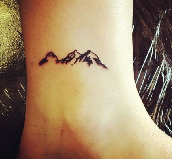 Black Ink Mountains Tattoo On Wrist