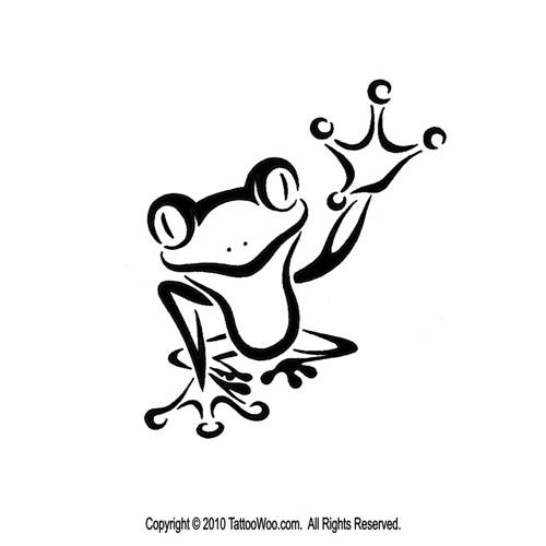 Black Outline Frog Tattoo Stencil