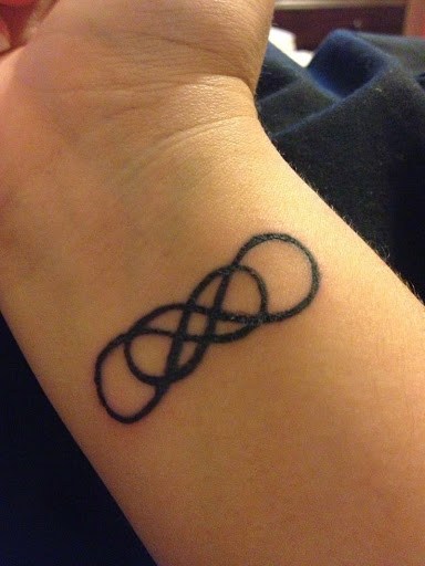 Black Outline Infinity Tattoo On Right Wrist