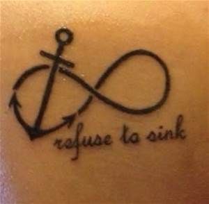 Black Outline Infinity With Anchor Tattoo Design