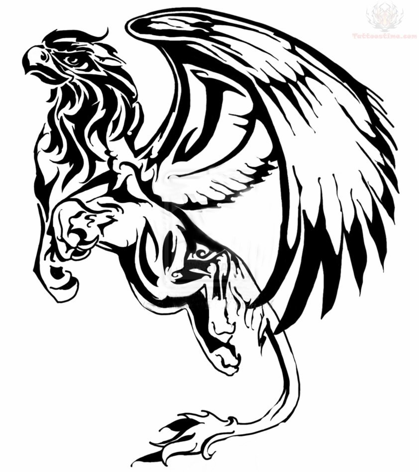 Black Tribal Flying Griffin Tattoo Design