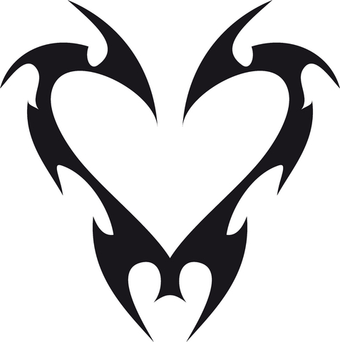 Black Tribal Heart Tattoo Design