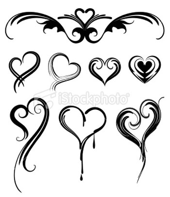 Black Tribal Hearts Tattoo Design