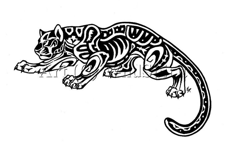 Black Tribal Jaguar Tattoo Stencil