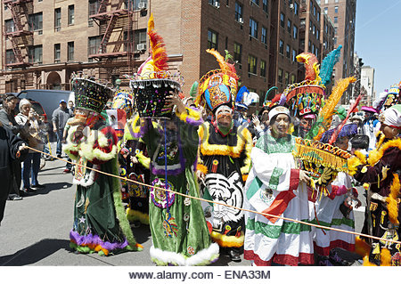 Chinelos Dancers At Cinco De Mayo Parade On Central Park West In New York