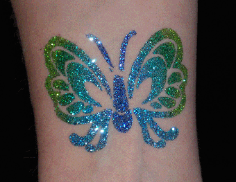 Colorful Glitter Butterfly Tattoo Design For Forearm