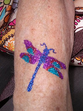 Colorful Glitter Dragonfly Tattoo Design For Sleeve