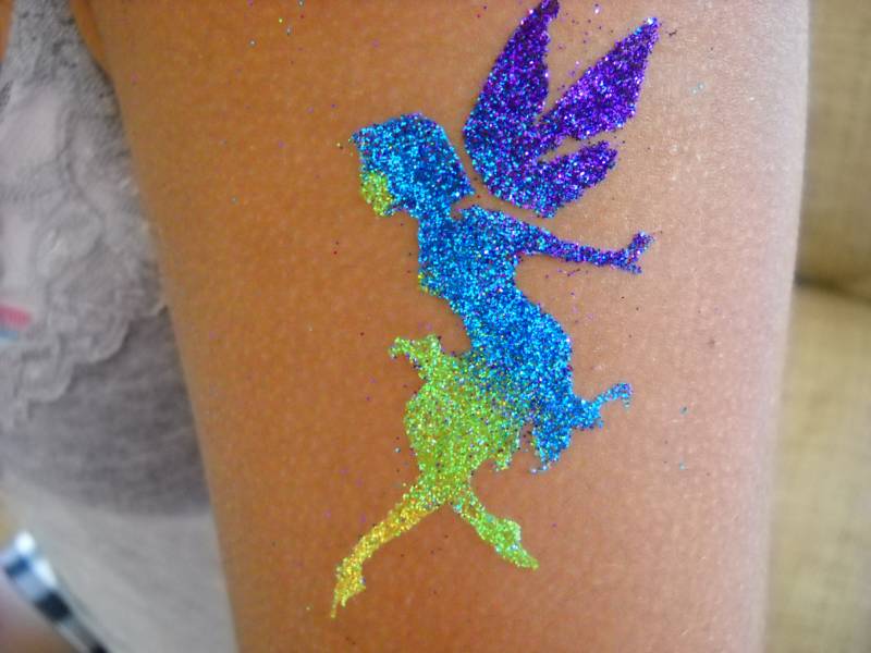 Colorful Glitter Fairy Tattoo Design For Sleeve
