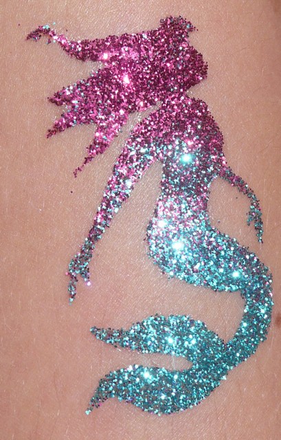 Colorful Glitter Mermaid Tattoo Design