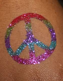 Colorful Glitter Peace Symbol Tattoo Design