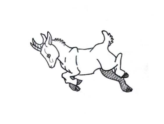 Cool Black Outline Goat Tattoo Stencil