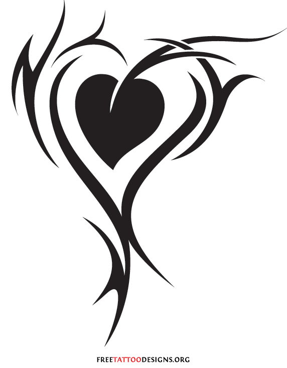 Cool Black Tribal Heart Tattoo Design
