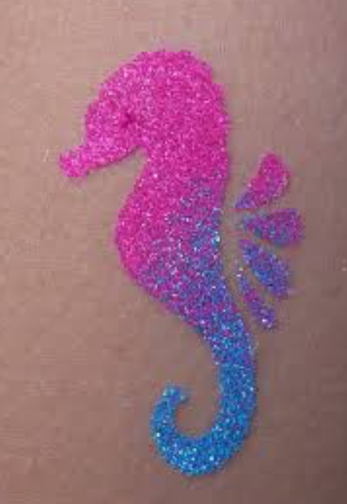 Cool Colorful Glitter Seahorse Tattoo Design