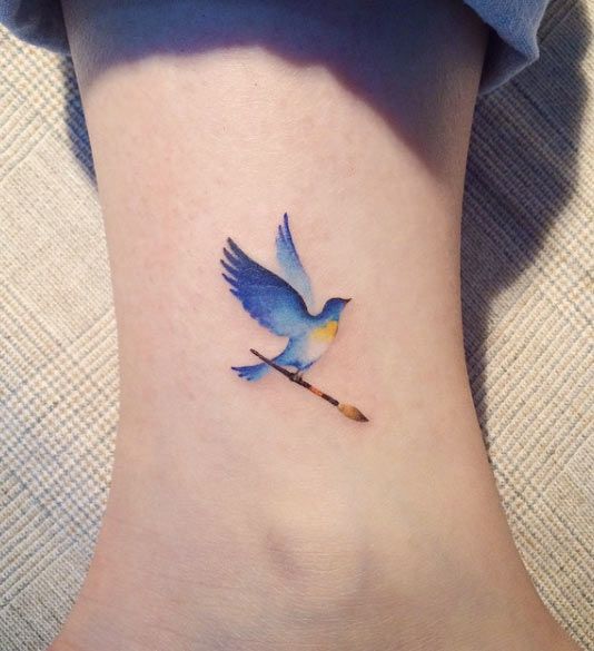 Cool Flying Bird Tattoo On Ankle