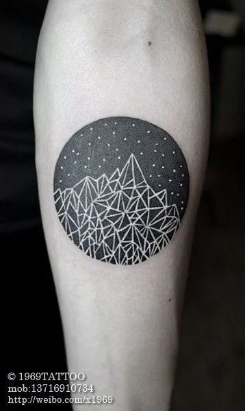 Cool Geometric Mountains Tattoo On Forearm