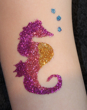 Cool Glitter Seahorse Tattoo Design For Sleeve