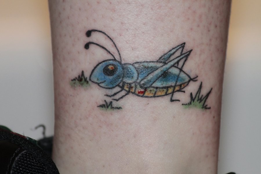 Cool Grasshopper Tattoo Design For Sleeve