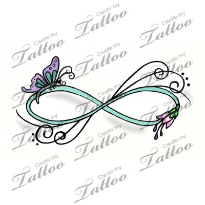 Cool Infinity With Butterfly Tattoo Design