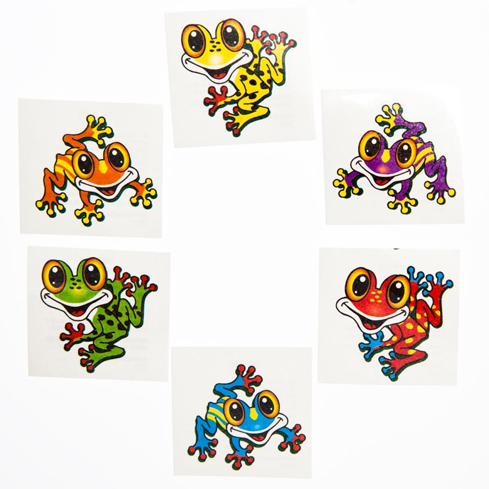Cute Colorful Frogs Tattoo Design