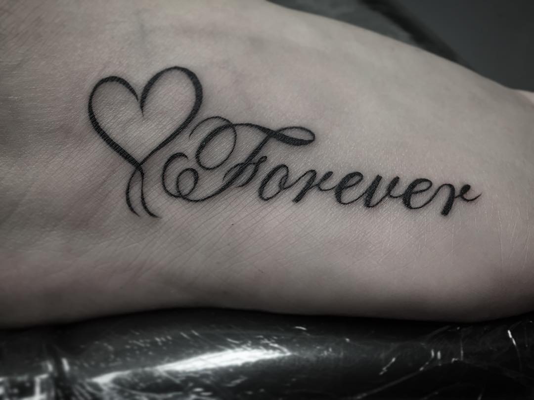 Forever – Black Outline Heart Tattoo Design For Sleeve