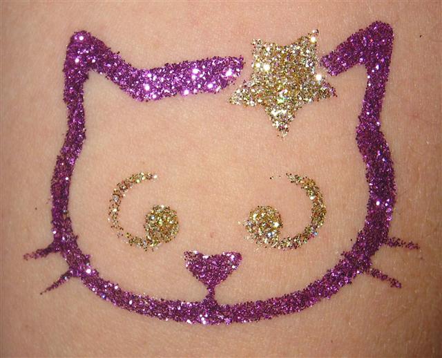 Glitter Hello Kitty Head Tattoo Design