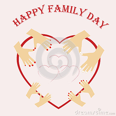 Happy Family Day Heart And Hands Card