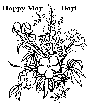 Happy May Day Flowers Coloring Page