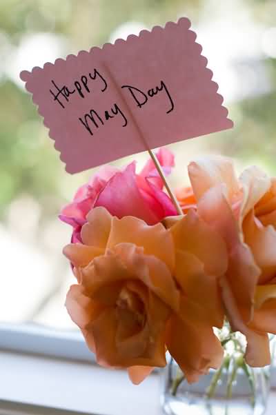 Happy May Day Stand Note With Flowers