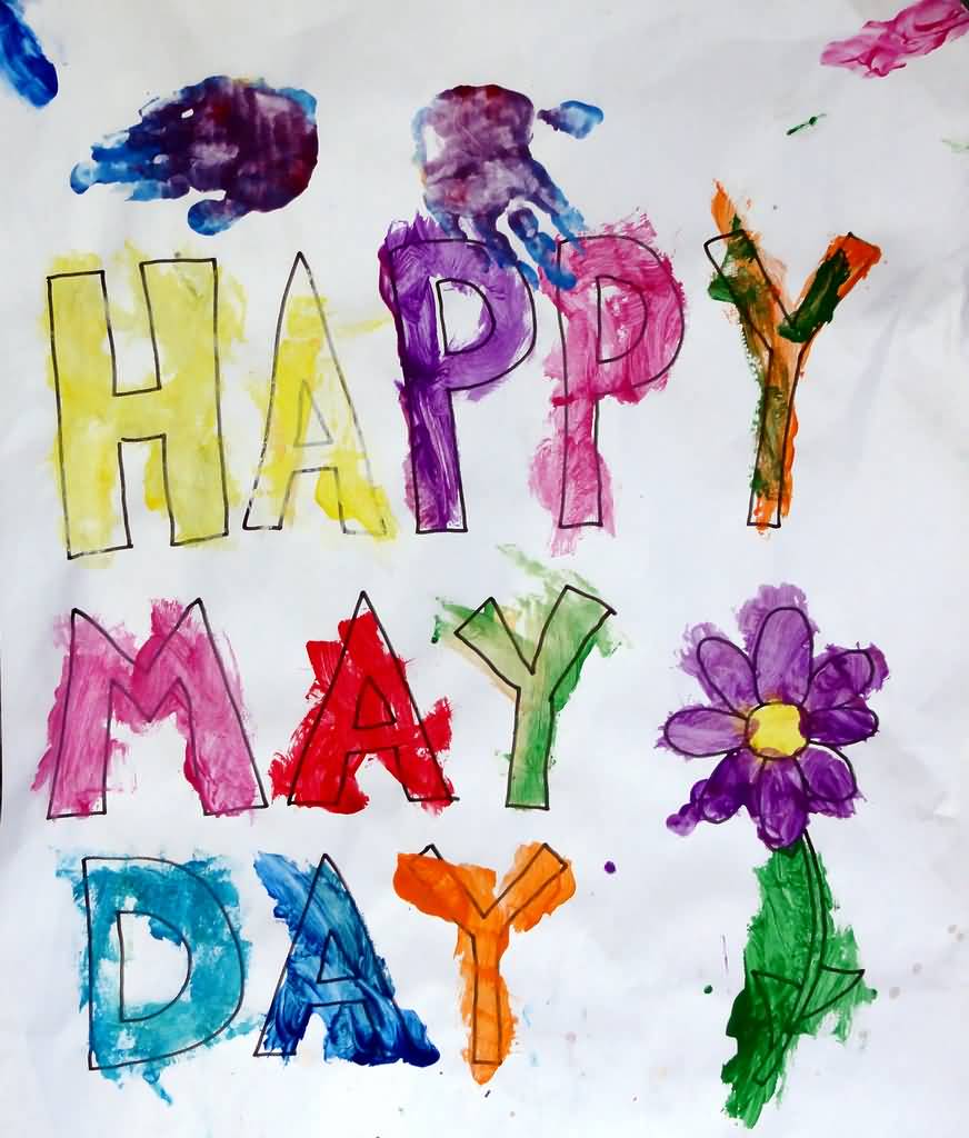 Happy May Day Water Color Greeting Card