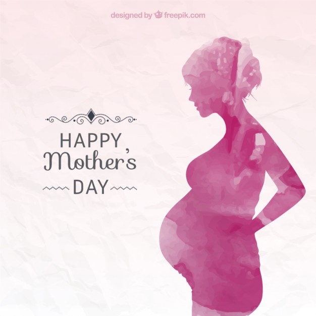 Happy Mother’s Day Watercolor Pregnant Woman Picture