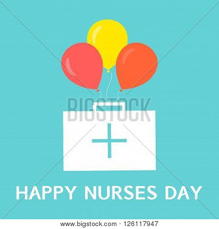 Happy Nurses Day Balloons And First Aid Kit Illustration