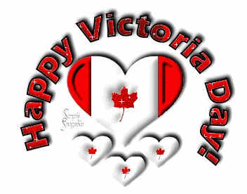 Happy Victoria Day Heart Canadian Flag Glitter